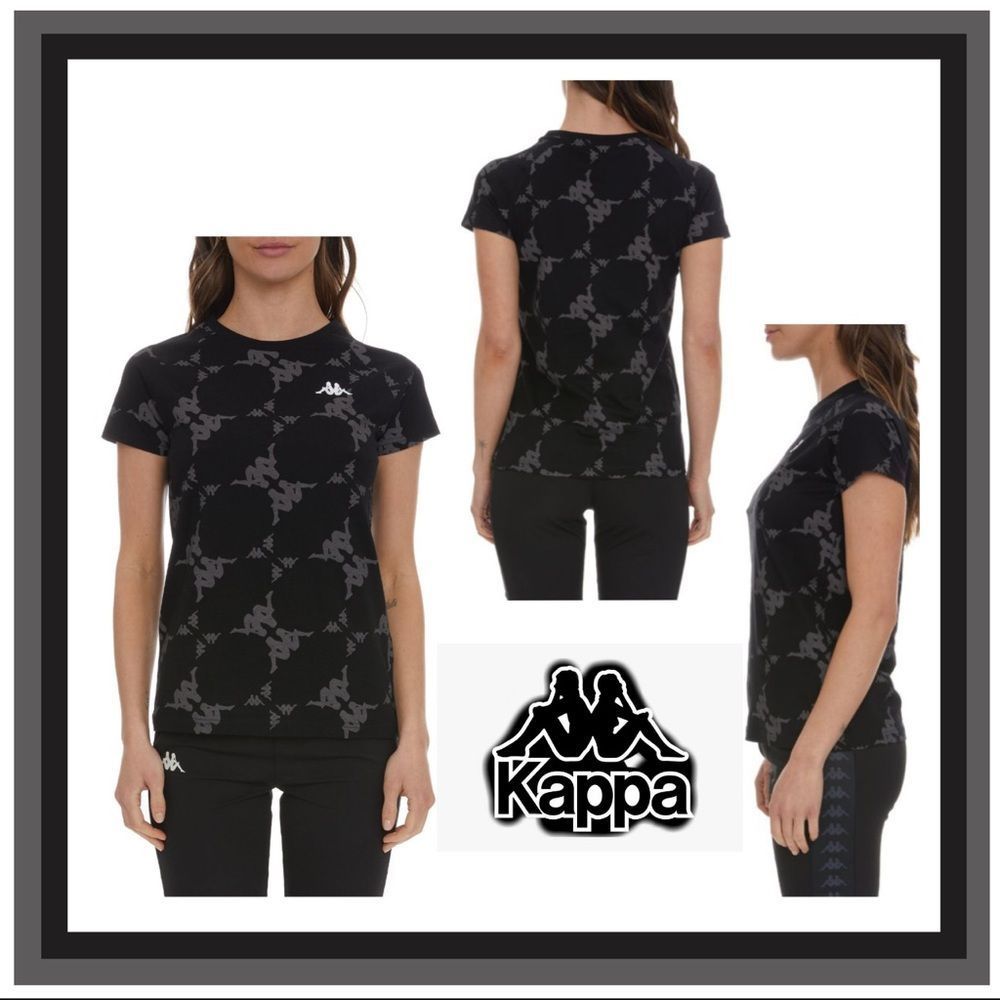 Kappa Authentic Kapan Black/Grey/White Tee Shirt Size S